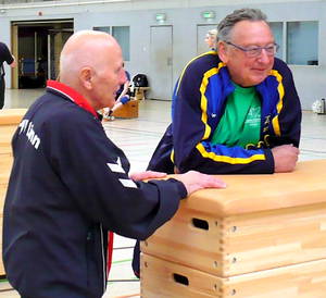 Harald Fielder und Wolfgang Schröder Indiaca-Turnier in Erkrath 3.2017